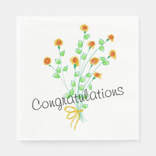 Yellow Flowered Congratulations Paper Napkin