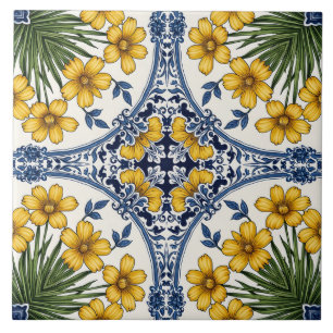 Yellow Flowers 3 Ceramic Tile