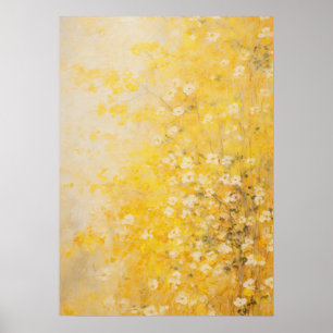 Yellow Flowers Abstract Art Poster