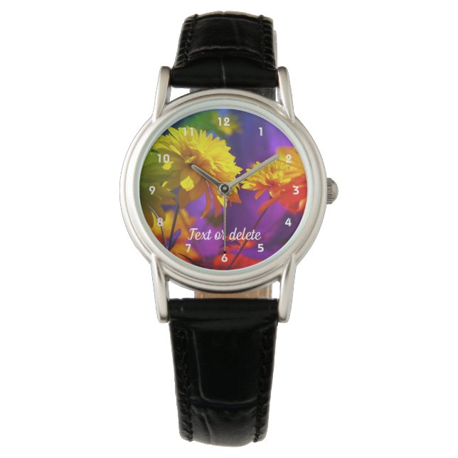 Yellow Flowers Abstract Personalised  Watch (Front)