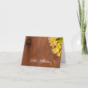 Yellow Flowers and Barn Wood New Address Announcement
