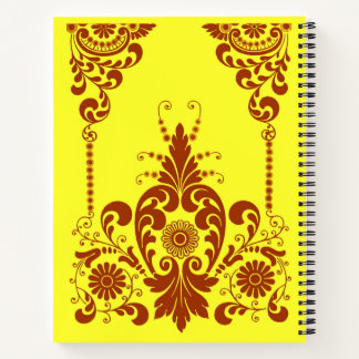 yellow flowers and curlicues print notebook
