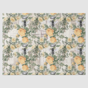 Yellow Flowers and Queen Bee Decoupage Tissue Paper