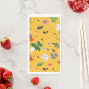 Yellow Flowers and White Roses 10 Napkin