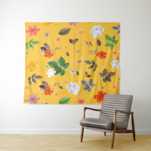 Yellow Flowers and White Roses 10 Tapestry