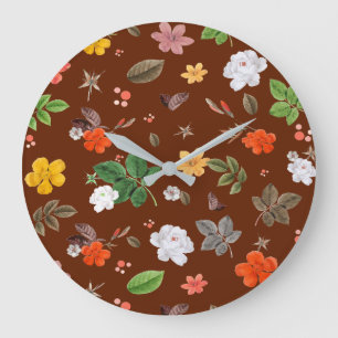 Yellow Flowers and White Roses 12 Large Clock