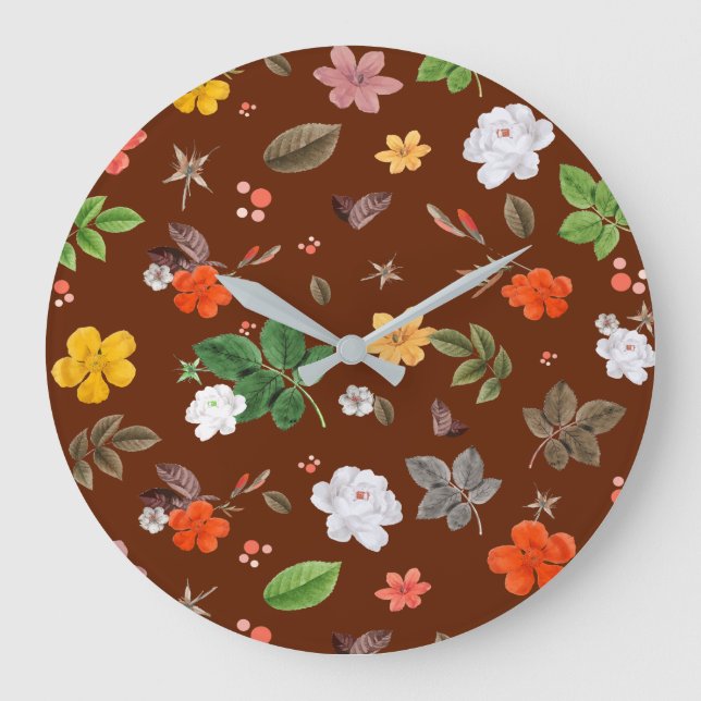 Yellow Flowers and White Roses 12 Large Clock (Front)