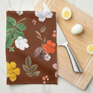 Yellow Flowers and White Roses 12 Tea Towel