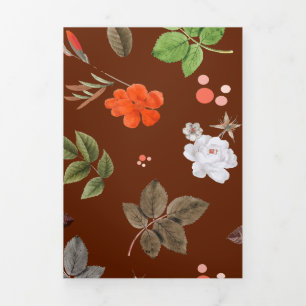 Yellow Flowers and White Roses 12 Tri-Fold Holiday Card