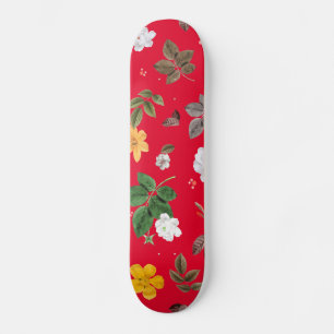 Yellow Flowers and White Roses 13 Skateboard