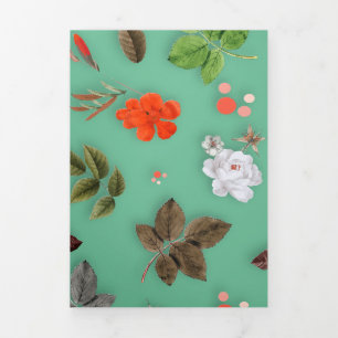 Yellow Flowers and White Roses 14 Tri-Fold Holiday Card