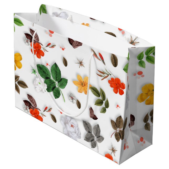 Yellow Flowers and White Roses 15 Large Gift Bag (Back Angled)