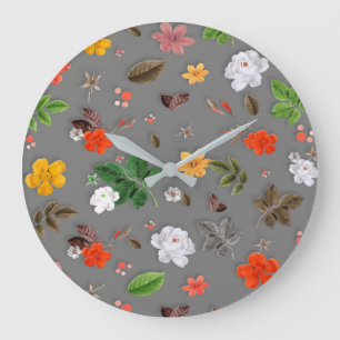 Yellow Flowers and White Roses 16 Large Clock
