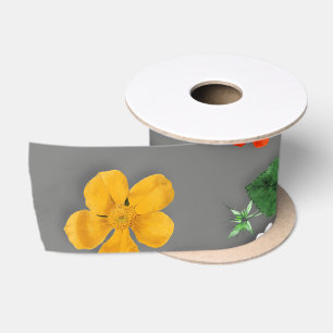 Yellow Flowers and White Roses 16 Satin Ribbon