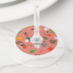 Yellow Flowers and White Roses 19 Wine Glass Tag