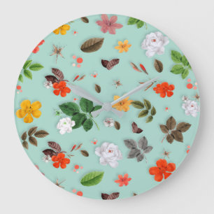 Yellow Flowers and White Roses 22 Large Clock