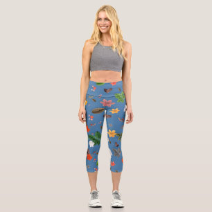 Yellow Flowers and White Roses 23 Capri Leggings