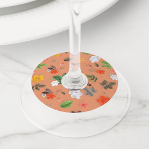 Yellow Flowers and White Roses 25 Wine Glass Tag