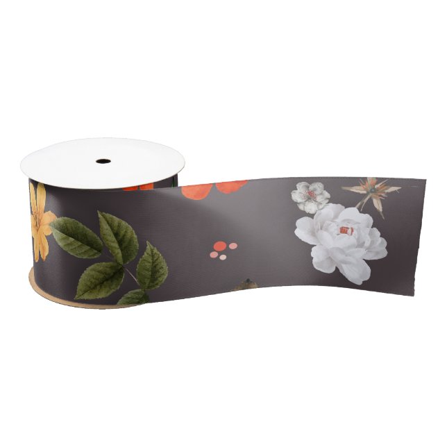 Yellow Flowers and White Roses 26 Satin Ribbon (Spool)