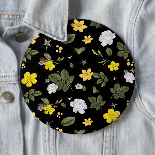 Yellow Flowers and White Roses 2 6 Cm Round Badge