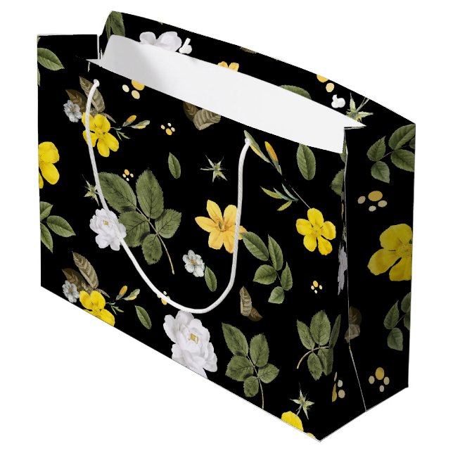 Yellow Flowers and White Roses 2 Large Gift Bag (Back Angled)