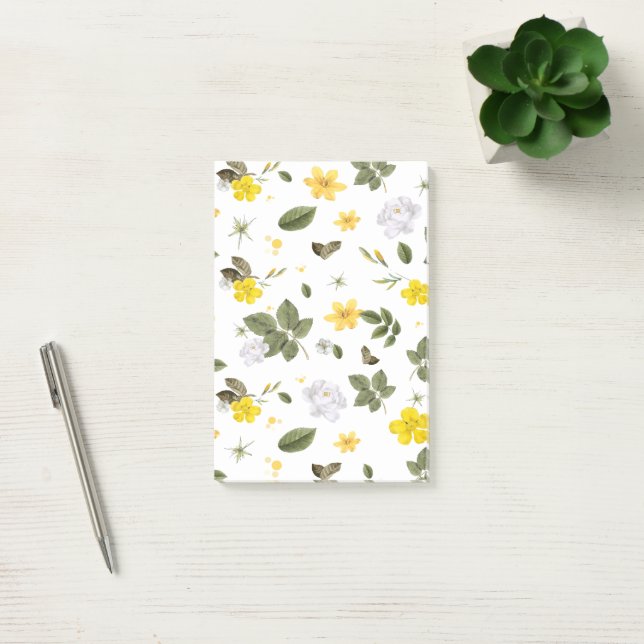 Yellow Flowers and White Roses 3 Post-it Notes (Office)