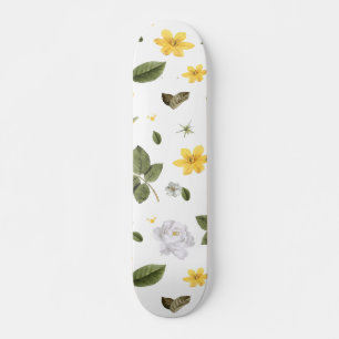 Yellow Flowers and White Roses 3 Skateboard