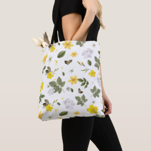 Yellow Flowers and White Roses 3 Tote Bag