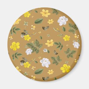 Yellow Flowers and White Roses 4 Magnet