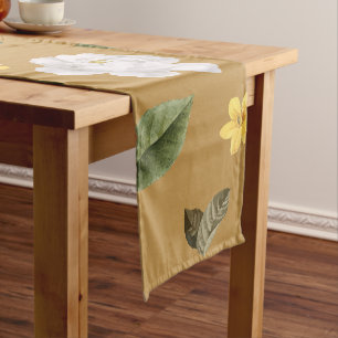 Yellow Flowers and White Roses 4 Short Table Runner
