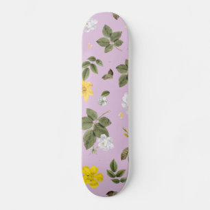 Yellow Flowers and White Roses 5 Skateboard