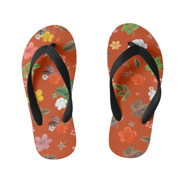 Yellow Flowers and White Roses 9 Kid's Thongs (Footbed)