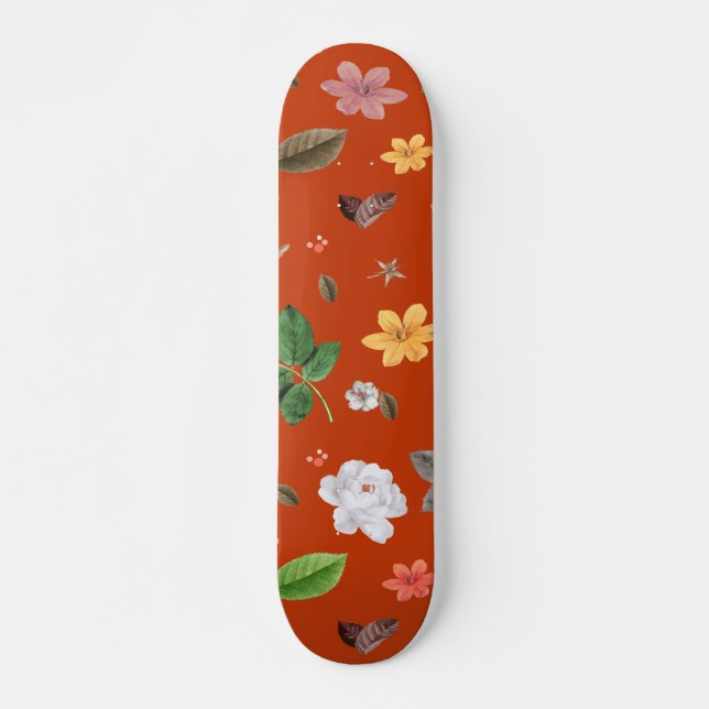 Yellow Flowers and White Roses 9 Skateboard (Front)