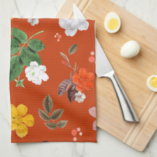 Yellow Flowers and White Roses 9 Tea Towel