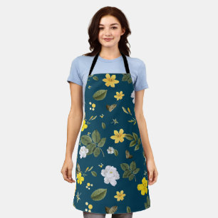 Yellow Flowers and White Roses Apron