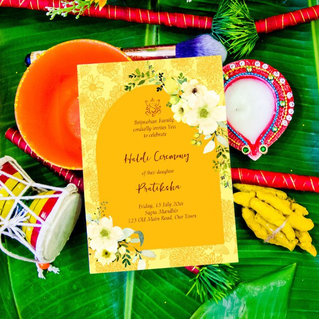 Yellow flowers arch Haldi Invitation (Creator Uploaded)