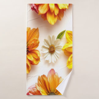 yellow flowers bath towel