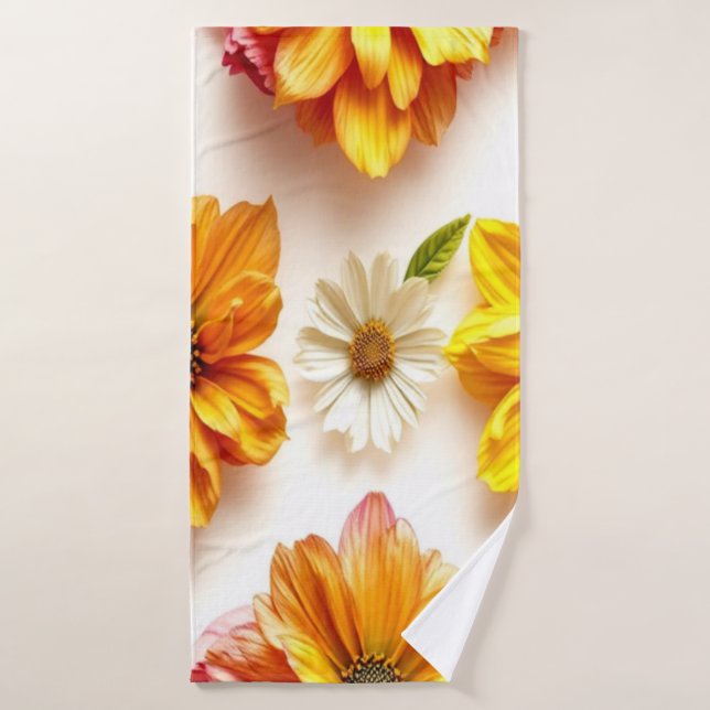 yellow flowers bath towel (Bath Towel)