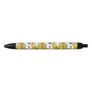 Yellow flowers black ink pen