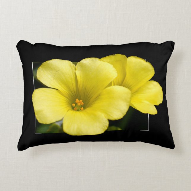 yellow flowers black pillow (Front)