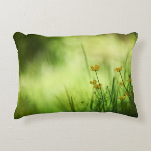 Yellow Flowers Buttercup Nature Photo Decorative Cushion