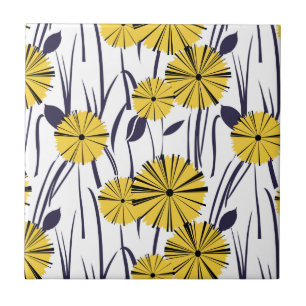 Yellow flowers ceramic tile