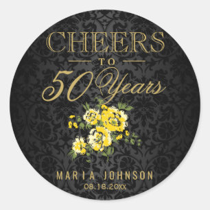 Yellow Flowers - Cheers to (Any Age) Years Classic Round Sticker