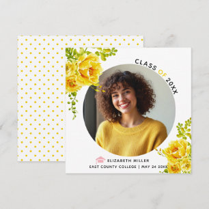 Yellow flowers Class of 2025 graduation photo Announcement