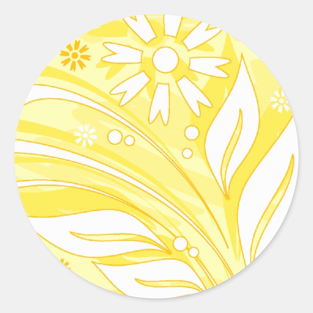 yellow flowers classic round sticker (Front)