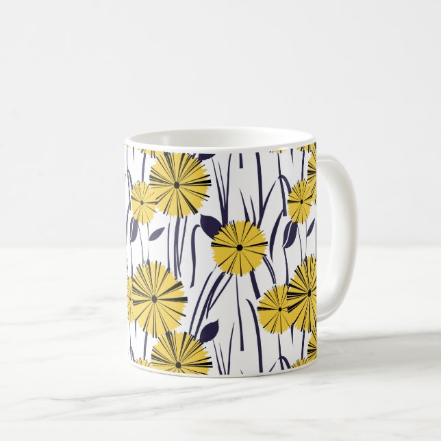 Yellow flowers coffee mug (Front Right)