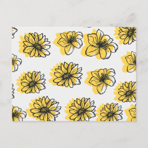 Yellow Flowers Daisy Sunflower Lilly Botanical Postcard