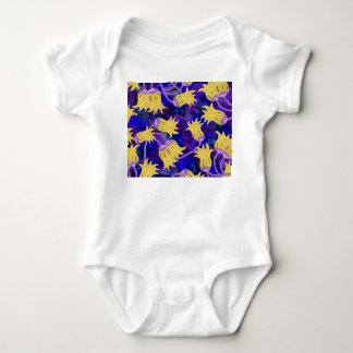 Yellow flowers: dark background watercolor artwork baby bodysuit