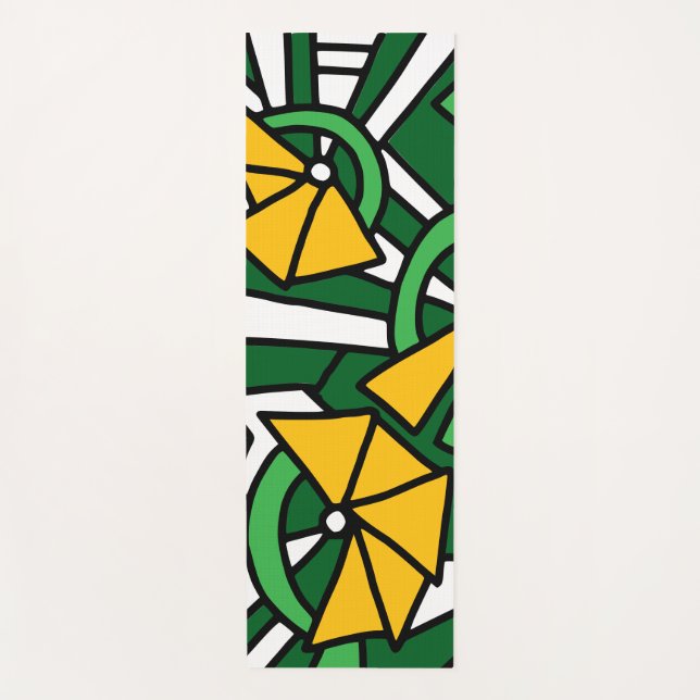 Yellow Flowers Doodle Art Yoga Mat (Front)