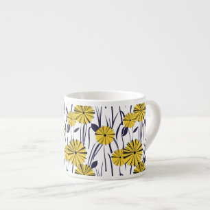 Yellow flowers espresso cup